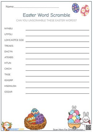 Easter Word Scramble Fun! Unscramble Spring Words - Grades 1-3