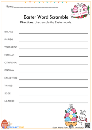 Easter Word Scramble - Unscramble 10 Holiday Words!