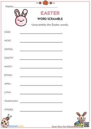 Easter Word Scramble Worksheet - Unscramble the Spring Fun!