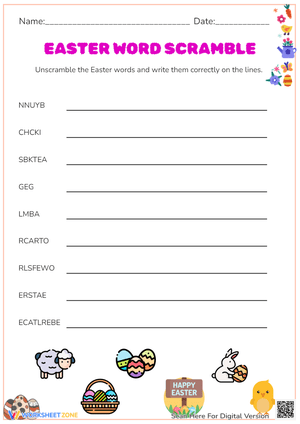 Easter Word Scramble - Unscramble Holiday Words for Kids!