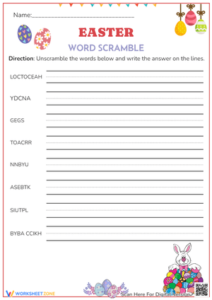 Easter Word Scramble Worksheet - Fun Holiday Vocabulary Game
