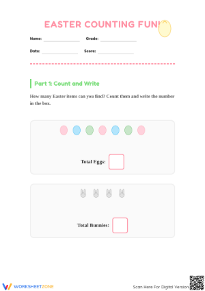 Easter Counting Worksheet | Printable Grade K Math