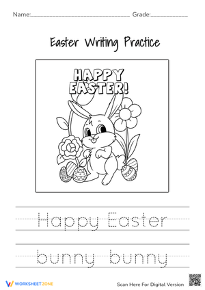 Easter Writing Practice with Cute Bunny