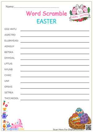 Easter Word Scramble Worksheet - Fun Holiday Vocabulary Puzzle
