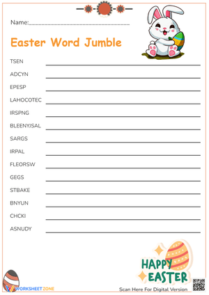 Easter Word Jumble Puzzle - Fun Spring Vocabulary Unscramble