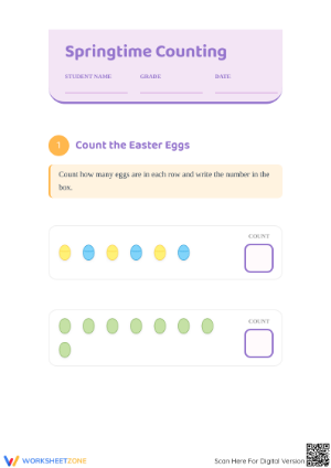 Easter Counting Worksheet | Grade K Printable Math
