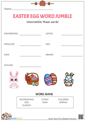 Easter Word Jumble - Unscramble Spring Words Activity!