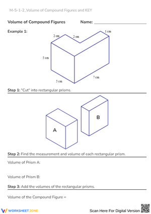 Compound Figures Volume Worksheet and KEY