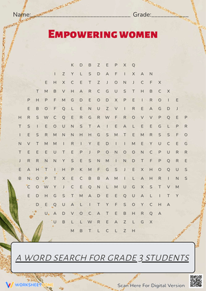 Grade 3 Word Search: Empowering Women!