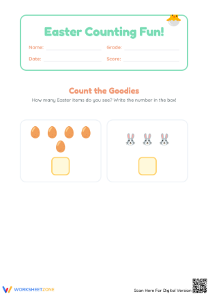 Printable Easter Counting Worksheet | Kindergarten Math