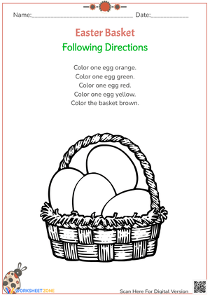 Easter Basket Coloring: Following Directions Fun!