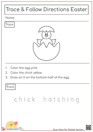 Trace and Follow Directions Easter - Chick