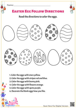 Easter Egg Color by Directions - Fun Spring Activity!