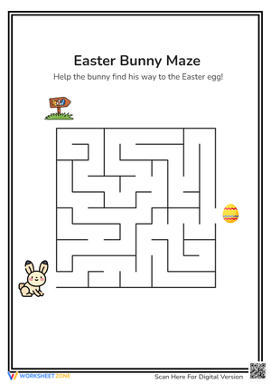 Bunny Rabbit hunting the Easter egg Maze 