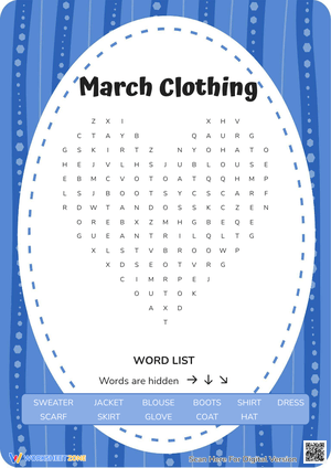 March Clothing Identification Worksheet