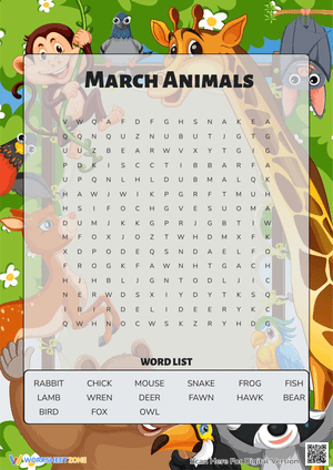 March Animals Learning Worksheet