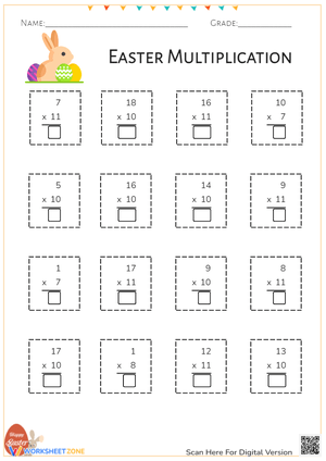 Easter Multiplication Math Practice Worksheet