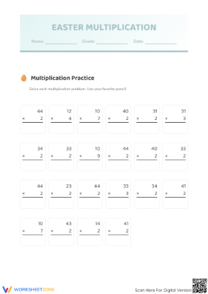 Easter Multiplication Worksheet | Grade 4 Essential