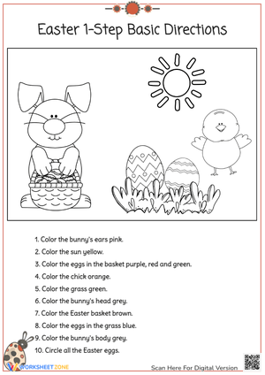 Easter Bunny Coloring: Follow Directions Activity Sheet