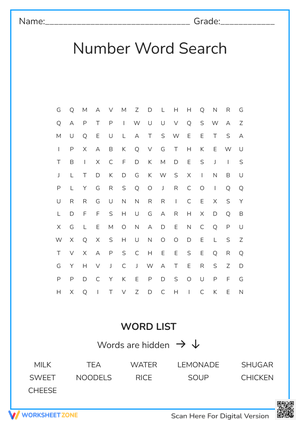 Number Word Search