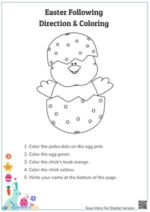 Easter Chick: Following Directions Coloring Fun!