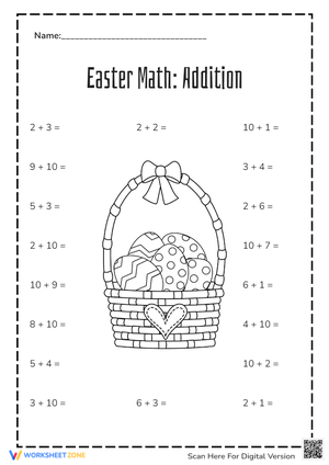 Easter Addition Worksheet | Grade 1-3 Printable
