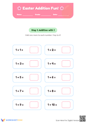 Printable Easter Addition Worksheet | Grade 1