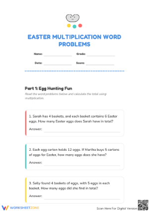 Easter Multiplication Word Problems | Printable Grade 3-5