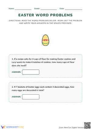 Printable Easter Multiplication Word Problems Grade 3