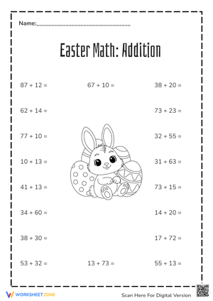 Easter Math Activity: Addition Two-digit Number