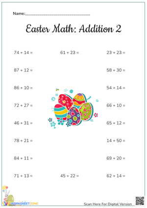 Easter Math: Addition Practice Worksheet 