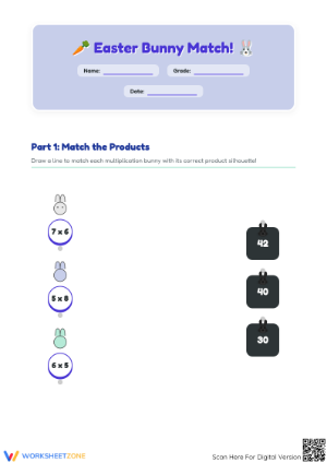 Multiplication Facts Printable Worksheet | Grade 3 Math