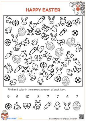 Easter I Spy & Color Worksheet - Counting Fun for Kids!