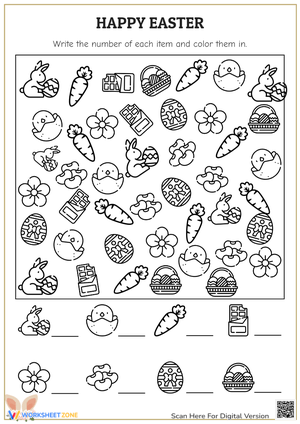 Easter I Spy & Count Worksheet - Fun Coloring Activity for Kids