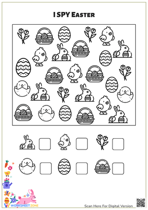 I Spy Easter Worksheet - Counting Activity for Preschool & Kindergarten