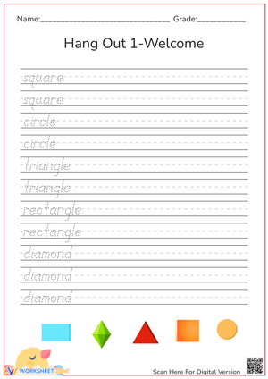 Handwriting Practice: Shape Name Tracing 