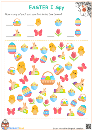 Easter I Spy Worksheet - Counting Activity for Preschool & K-1