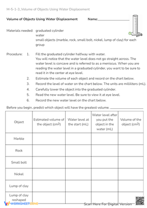 Hands-On Volume Measurement Worksheet