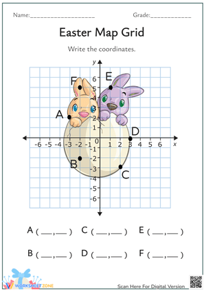 Easter Bunny Coordinate Grid - Graphing Practice Worksheet