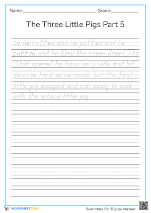 Handwriting Practice: Three Little Pigs Part 5 