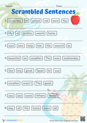sentence scramble 5th grade