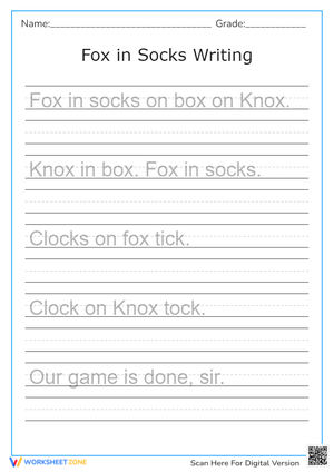 Fox in Socks: Sentence Copy Practice