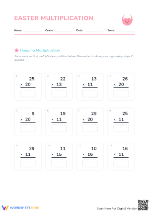 Easter Multiplication Worksheet | Grade 4 Essential