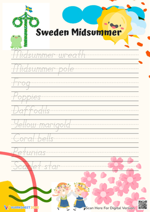 Sweden Midsummer Vocabulary Tracing