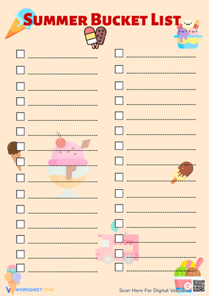 Summer Bucket List Planner for Kids and Families