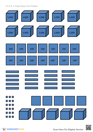 Base Ten Blocks Place Value Worksheet - Printable Math Models