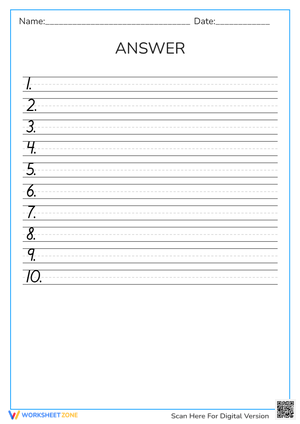 Riddle Answer Sheet