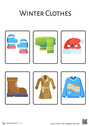 Winter Clothes Identification Worksheet - Pre-K & Kindergarten