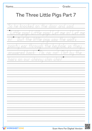 The Three Little Pigs: Part 7 Worksheet