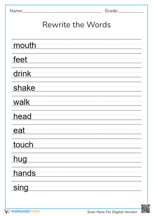 Writing Activity - Rewrite the Words